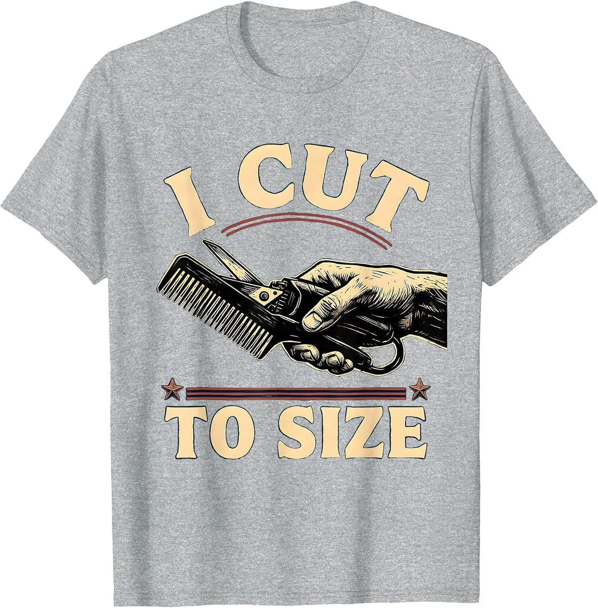 Men's I Cut To Size Linocut Hairdresser Barber Trade Pride Humor T-Shirt - Heather Grey