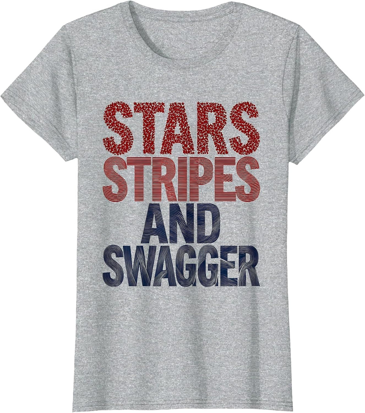 Women's Stars Stripes and Swagger USA Patriotic Design T-Shirt - Heather Grey