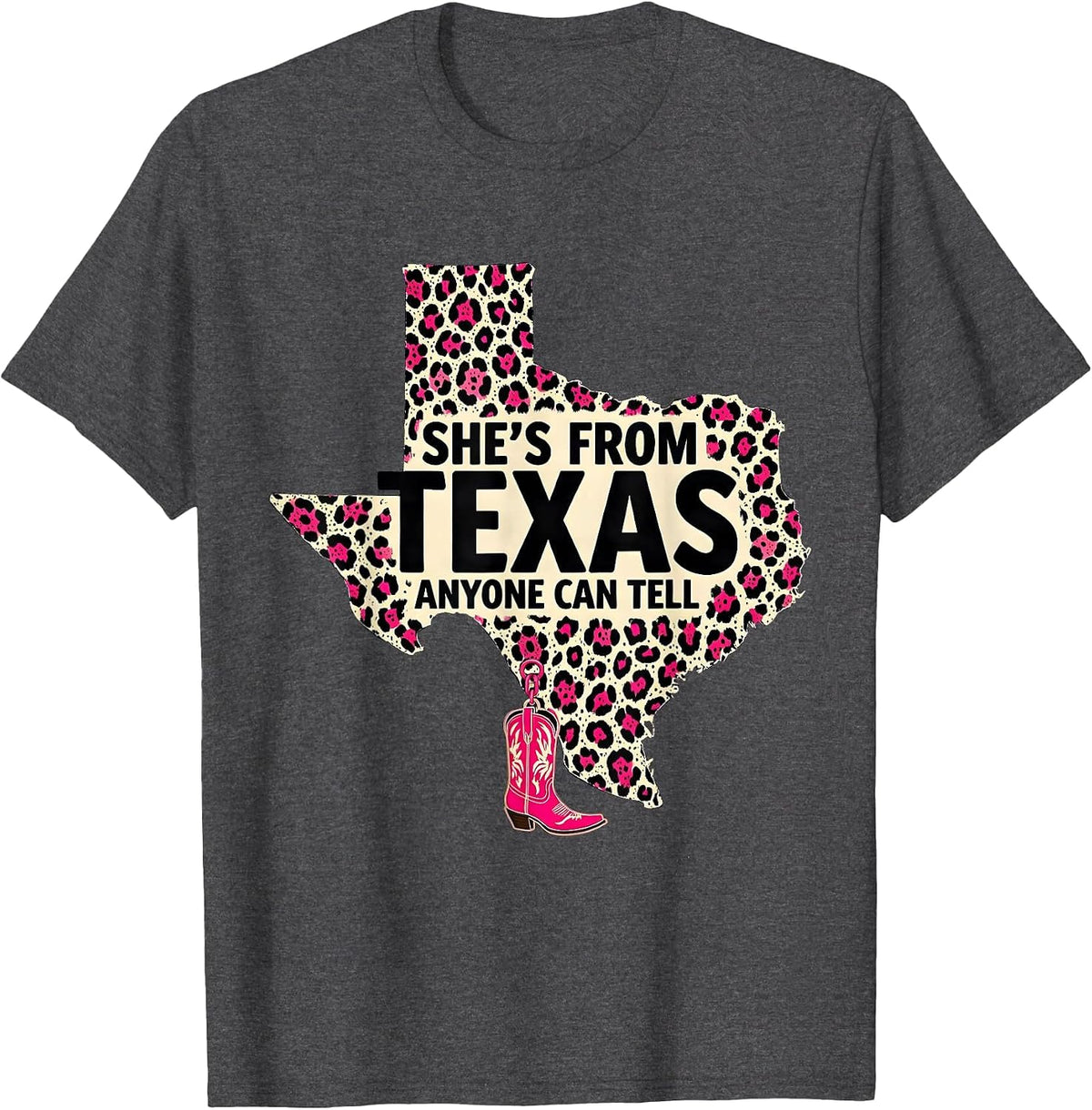 Men's She's From Texas Anyone Can Tell Western Cowgirl Pride T-Shirt - Dark Heather Grey