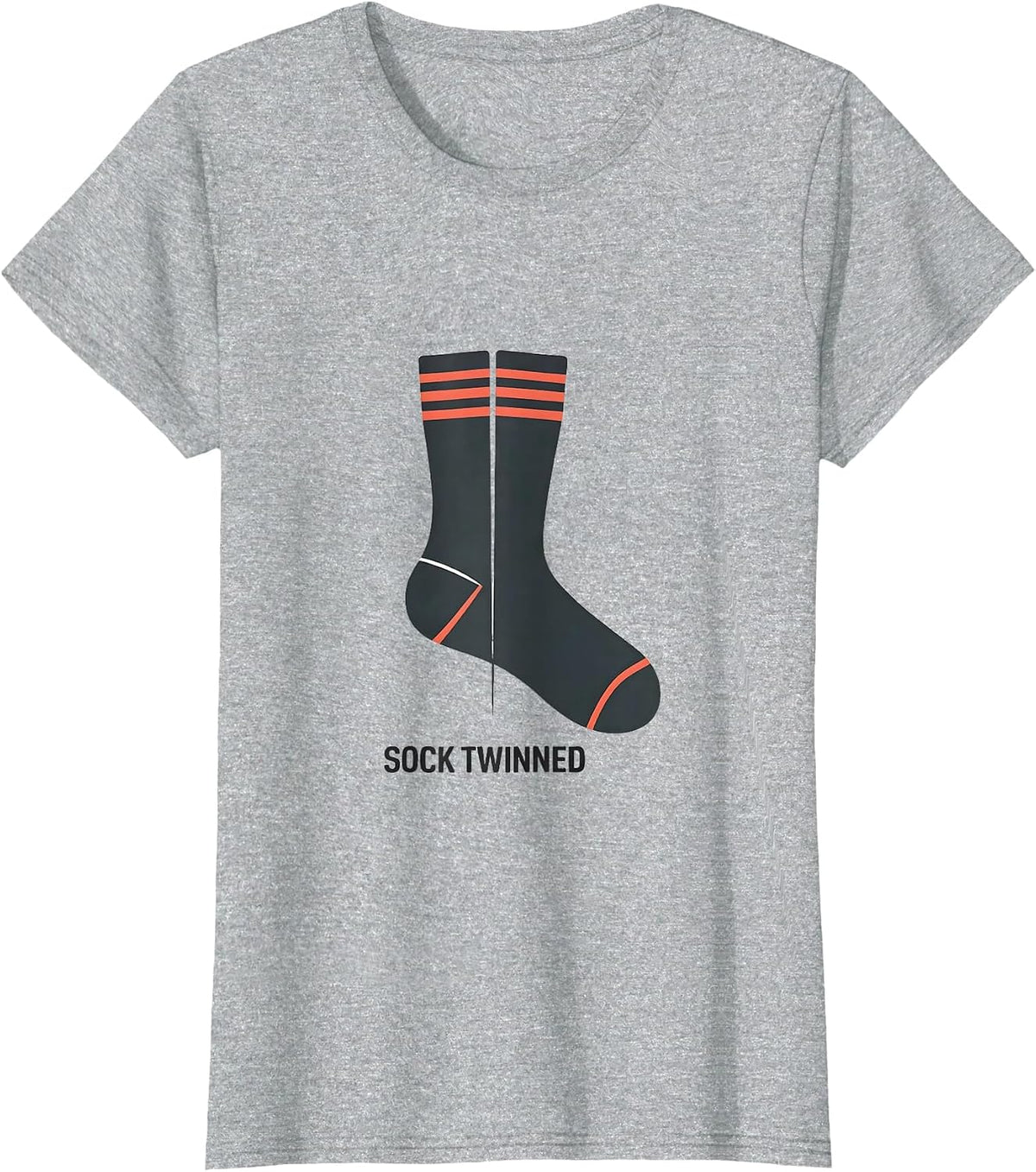 Sock Twinned Minimalist Twin Day Spirit Week Matching T-Shirt - Heather Grey