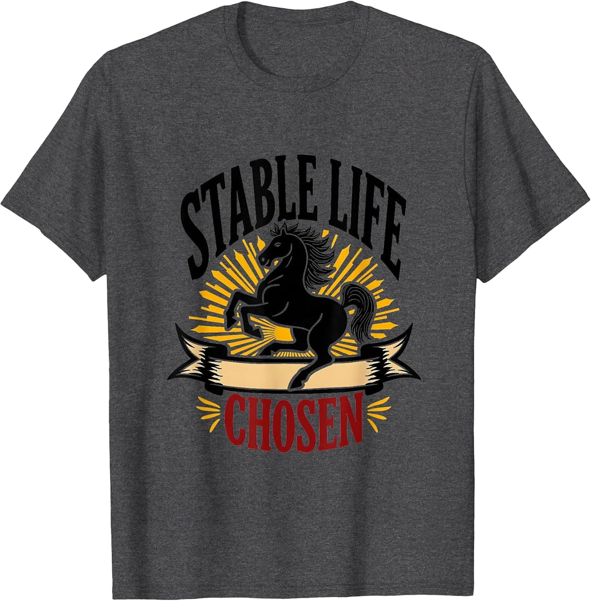 Stable Life Chosen Horse Lover Design T-Shirt - Dark Heather Grey