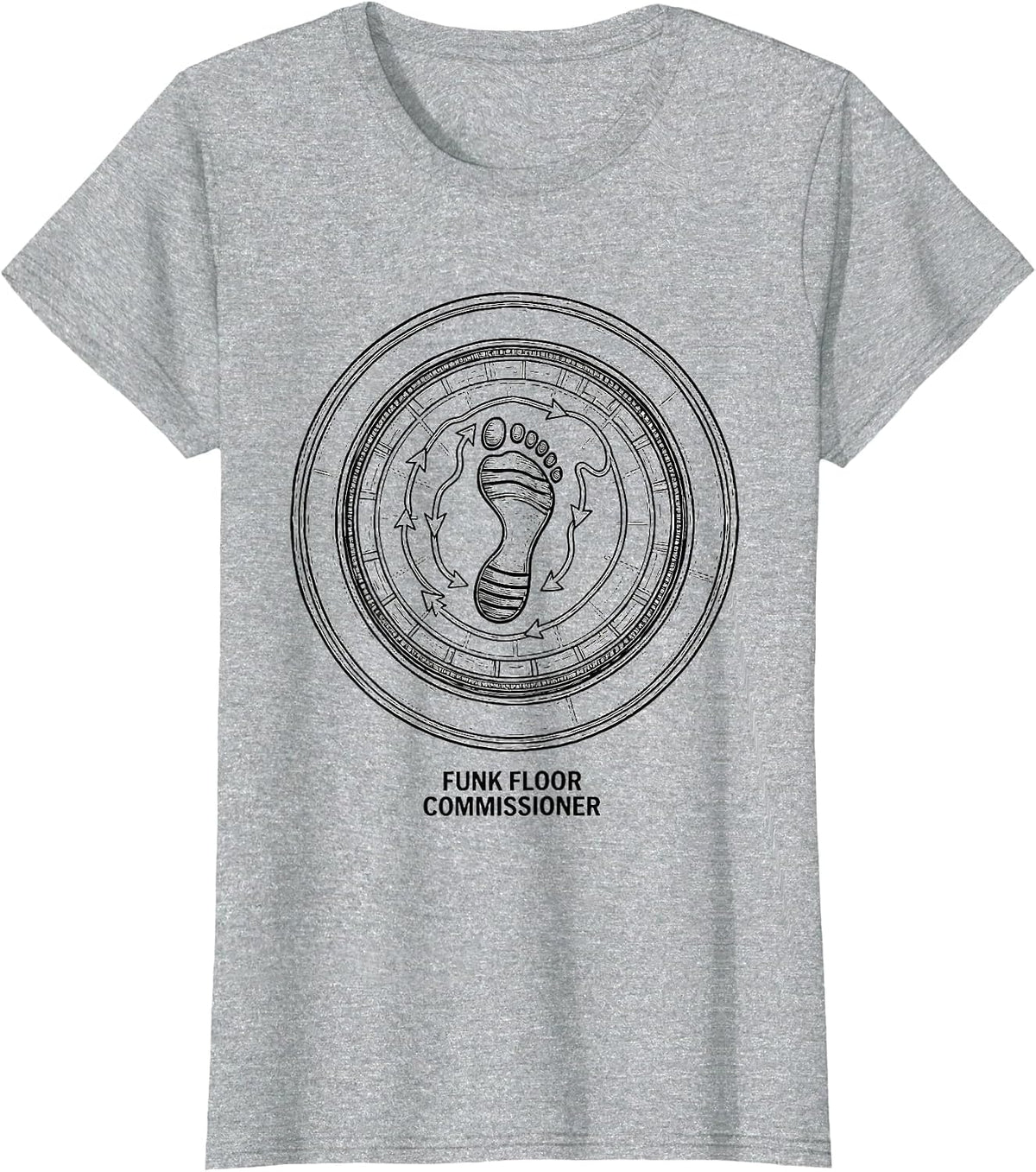 Funk Floor Commissioner Retro 70s Disco Party Humor T-Shirt - Heather Grey