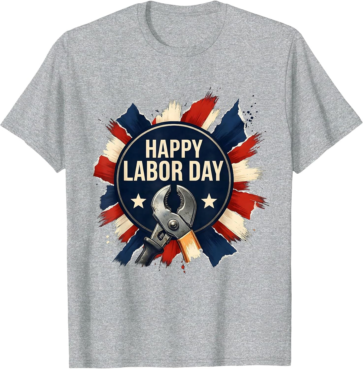 Men's Happy Labor Day Patriotic Union Worker Pride Custom Style T-Shirt - Heather Grey