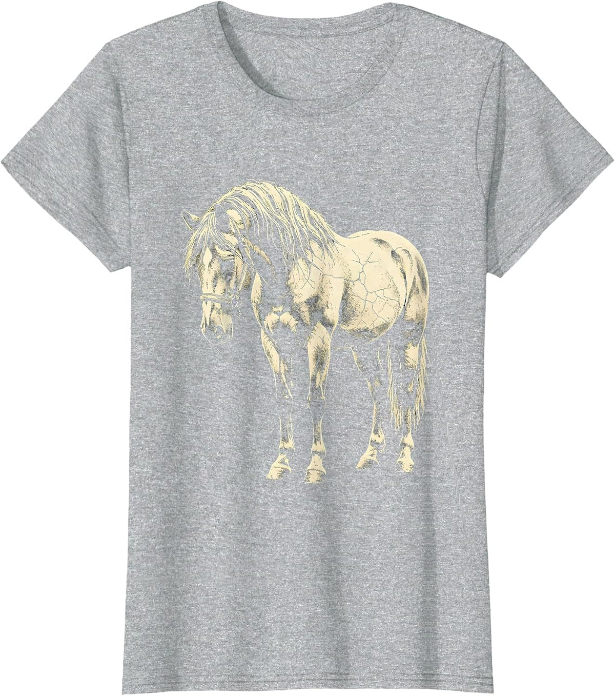Women's Horse Silhouette Boho Western Cowgirl Equestrian T-Shirt - Heather Grey