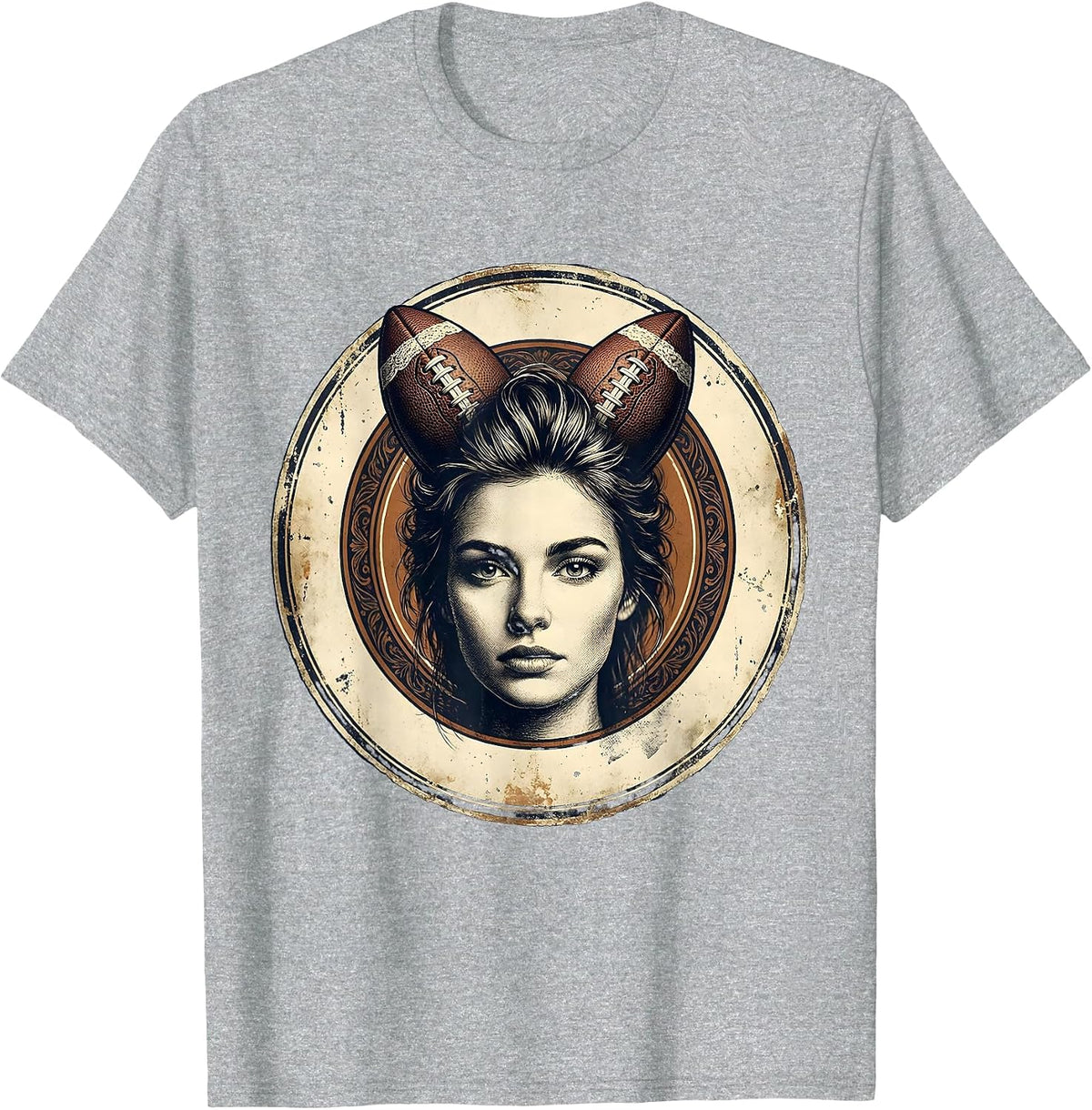 Men's Football Mom Cat Ears Graphic Design T-Shirt - Heather Grey