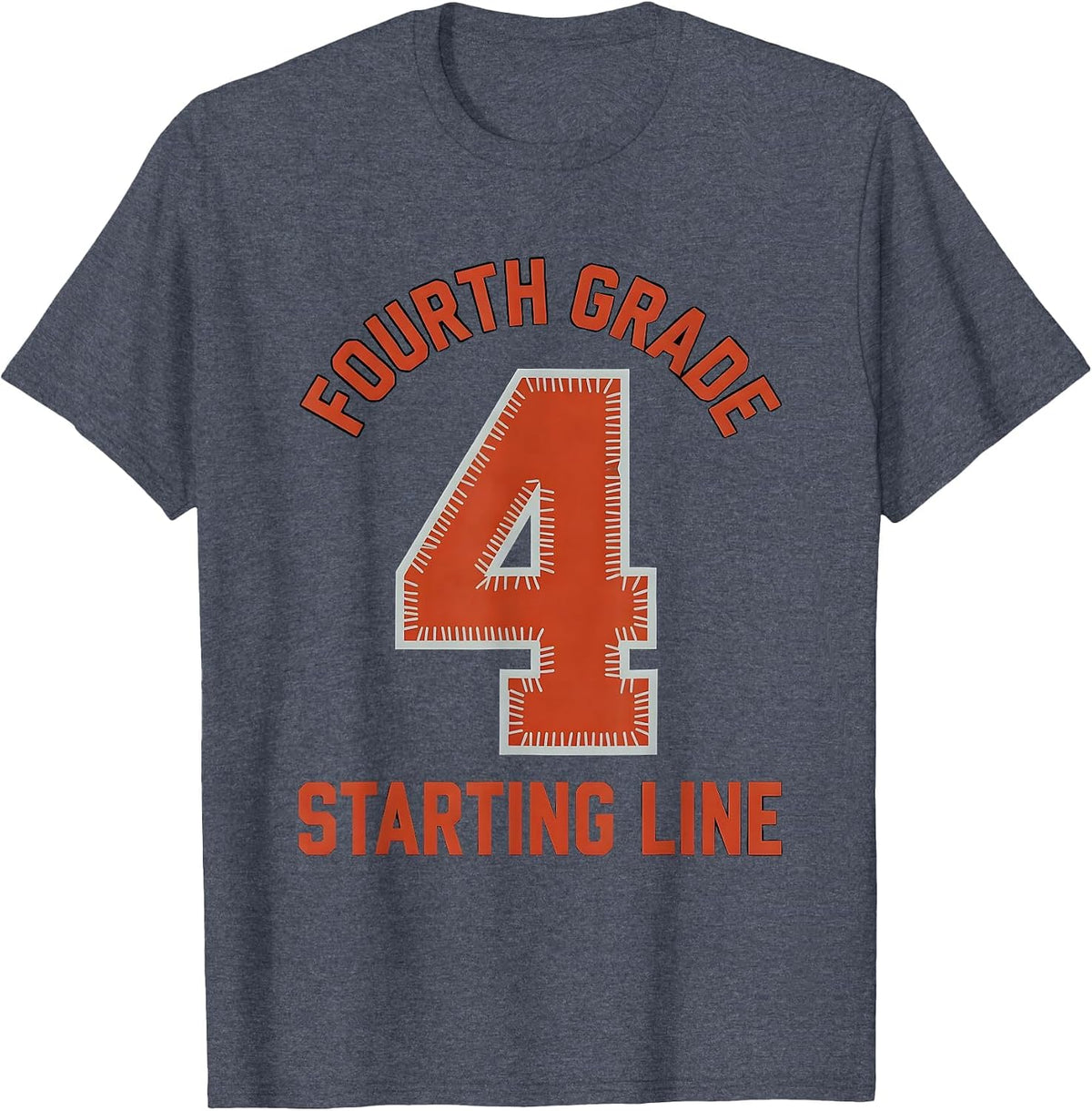 Team 4 Fourth Grade Starting Line Stencil Graphic School T-Shirt - Heather Blue