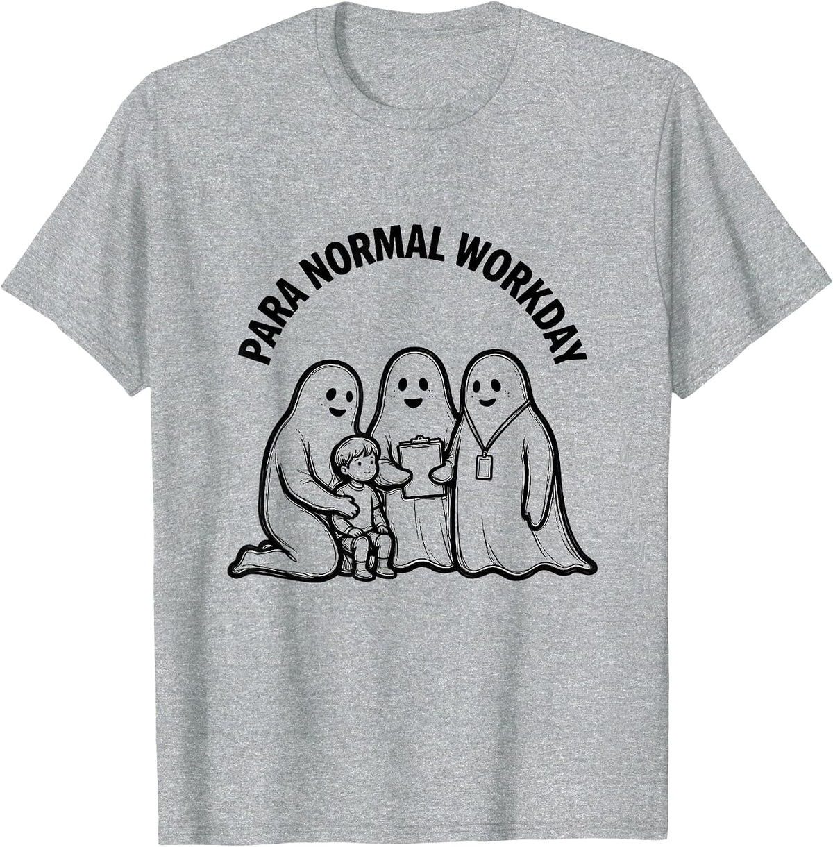 Men's Para Normal Workday Ghost Paraeducator Halloween T-Shirt - Heather Grey