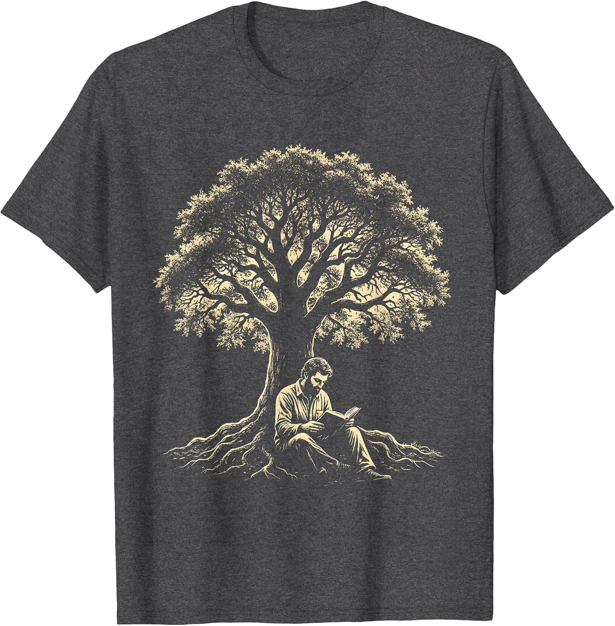 Bible Study Under Oak Tree Christian Graphic T-Shirt - Dark Heather Grey