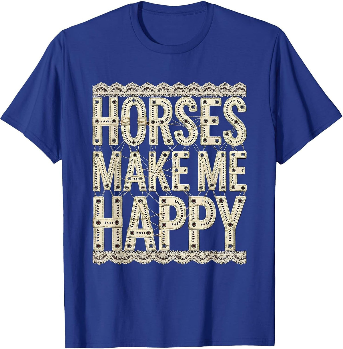 Men's Horses Make Me Happy Equestrian Design T-Shirt - Royal Blue