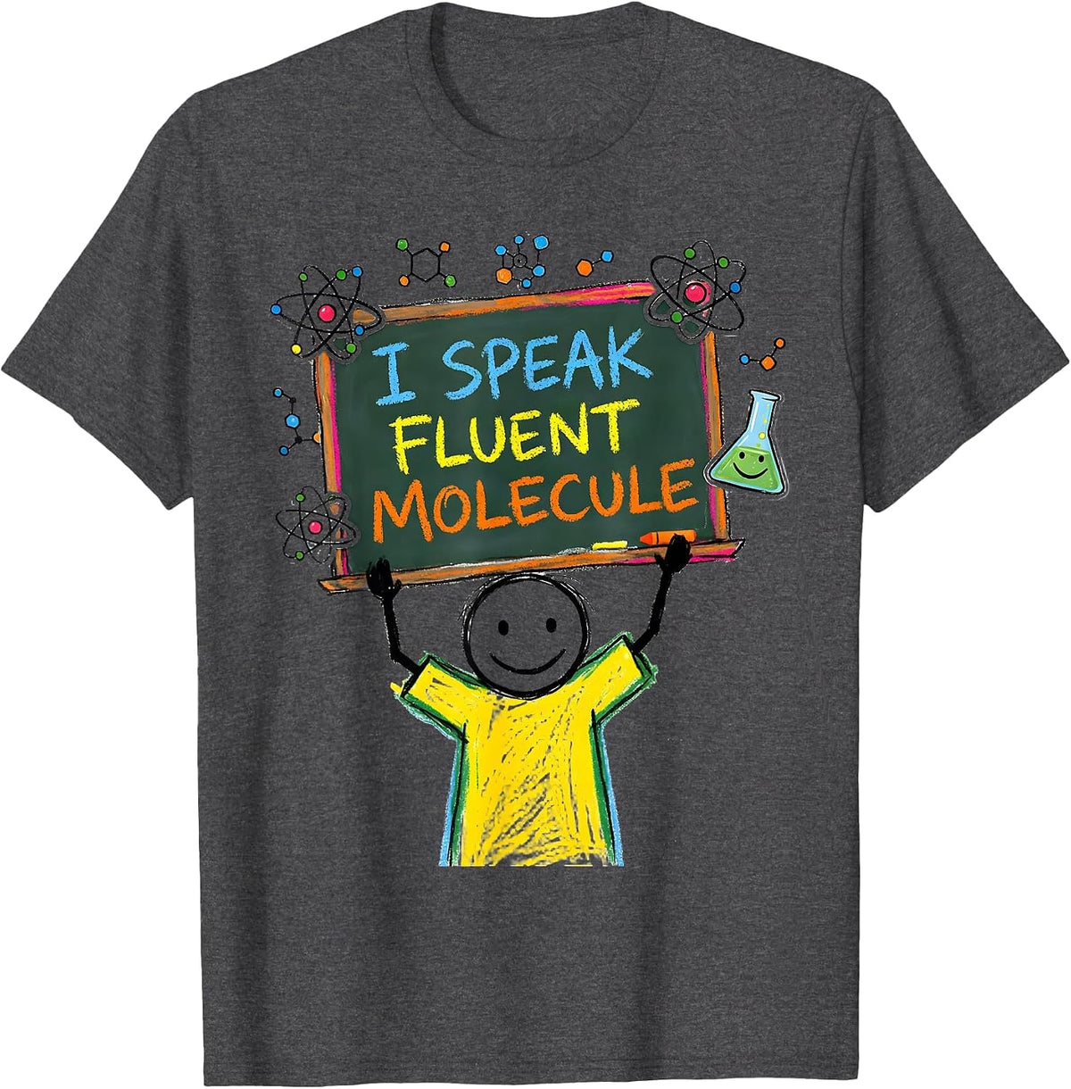 Men's I Speak Fluent Molecule Science Teacher Design T-Shirt - Dark Heather Grey