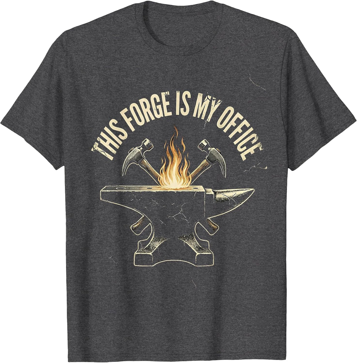 This Forge Is My Office Distressed Blacksmith Forge Humor T-Shirt - Dark Heather Grey