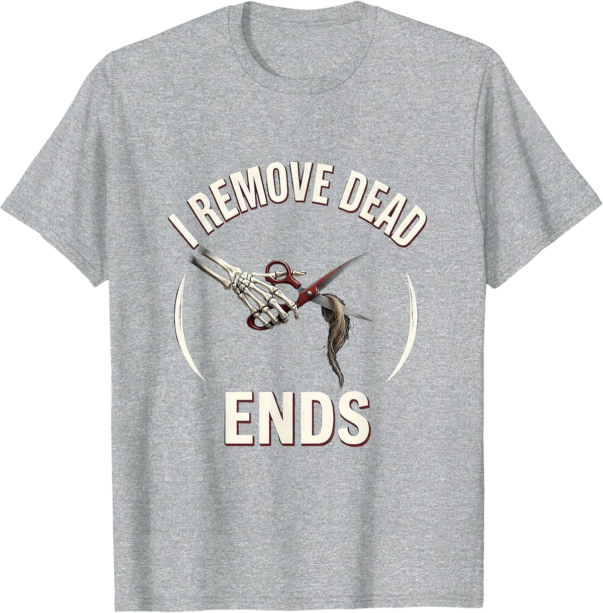 Men's I Remove Dead Ends Minimal Skeleton Hairdresser Halloween T-Shirt - Heather Grey