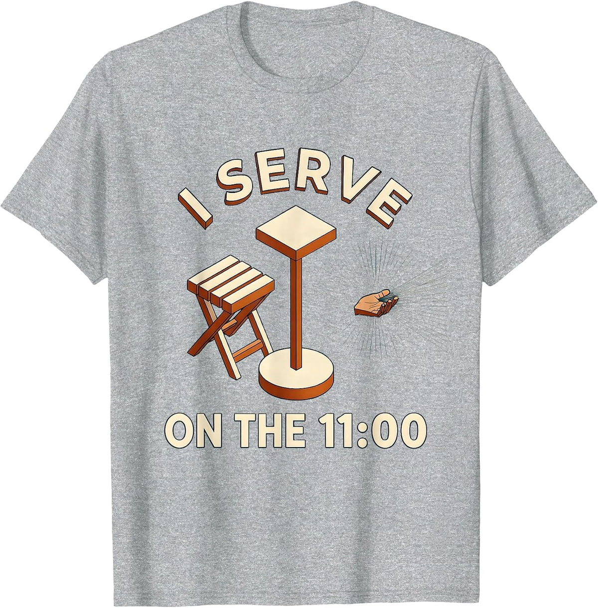 Men's I Serve On The 11:00 Christian Worship Instrument Player T-Shirt - Heather Grey