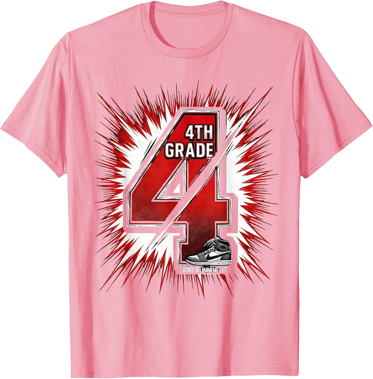 Men's 4th Grade And Running It Comic Book Kids Back To School T-Shirt - Pink