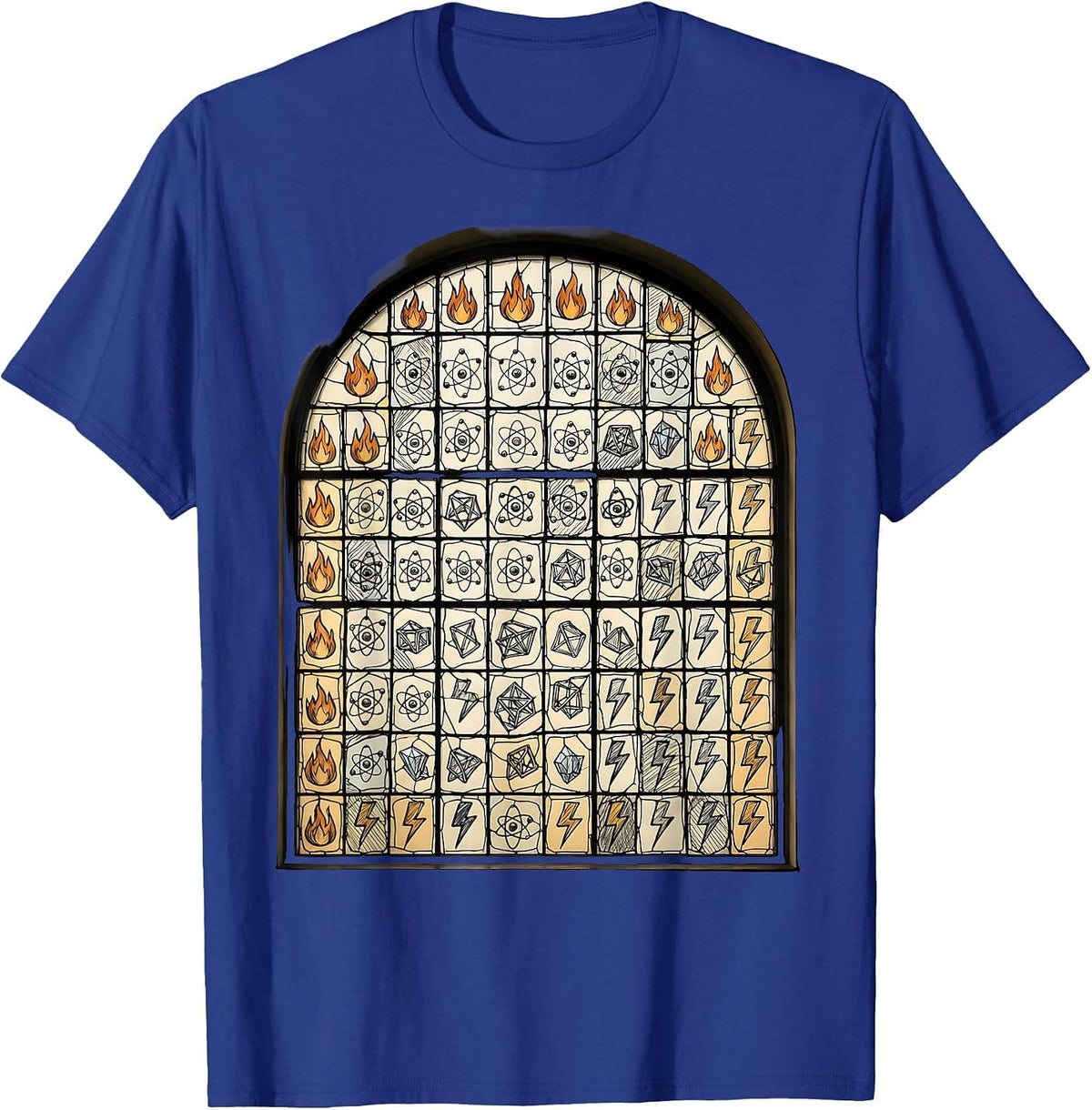 Periodic Table Stained Glass Window Science Design T-Shirt - Royal Blue