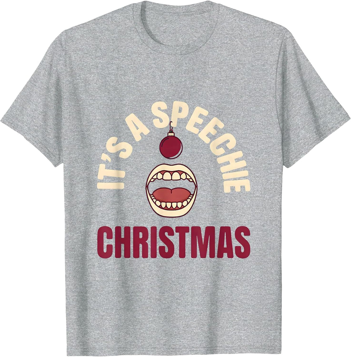 Men's It's a Speechie Christmas Funny SLP Speech Therapist Holiday T-Shirt - Heather Grey