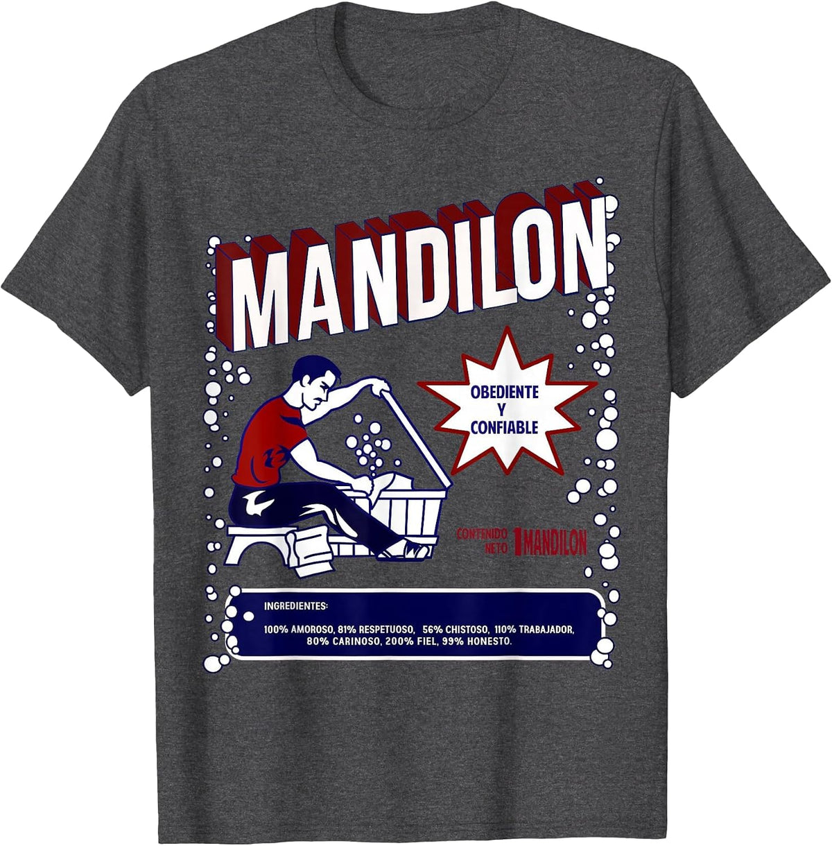 Mandilon Funny Mexican Dad T-Shirt - Dark Heather Grey