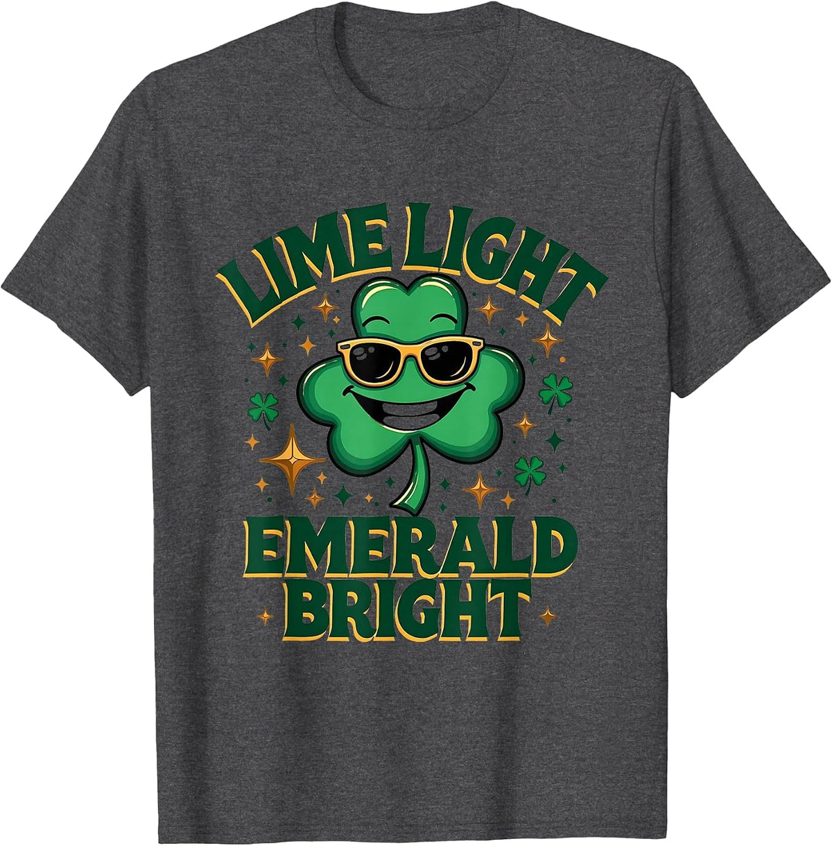 Lime Light Emerald Bright St Patricks Day Design T-Shirt - Dark Heather Grey