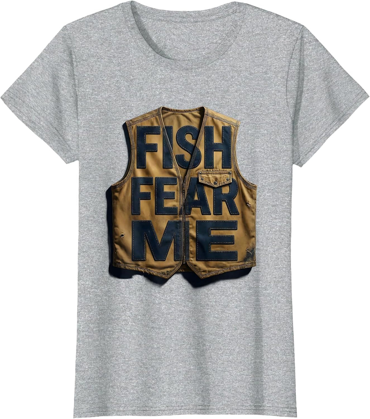 Fish Fear Me Funny Fishing Graphic Design T-Shirt - Heather Grey