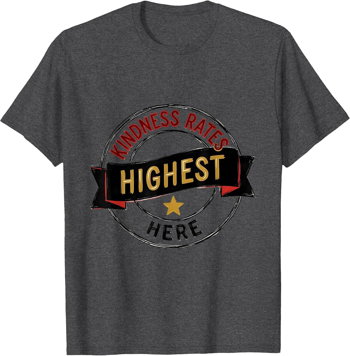 Men's Kindness Rates Highest Here Retro Teacher Kids School T-Shirt - Dark Heather Grey