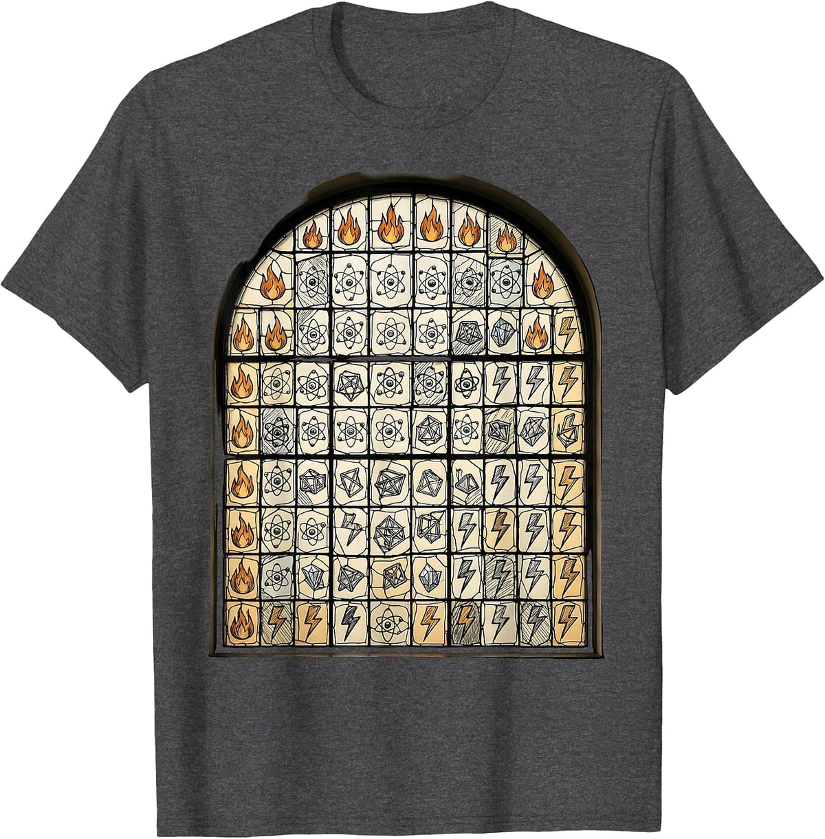 Periodic Table Stained Glass Window Science Design T-Shirt - Dark Heather Grey