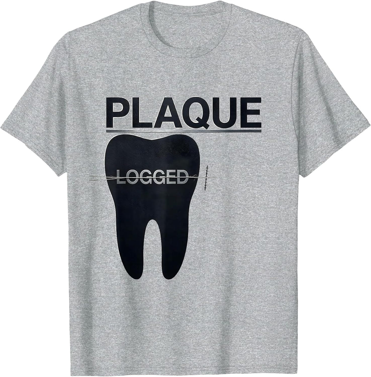Men's Plaque Logged Funny Dental Hygienist Squad Humor T-Shirt - Heather Grey