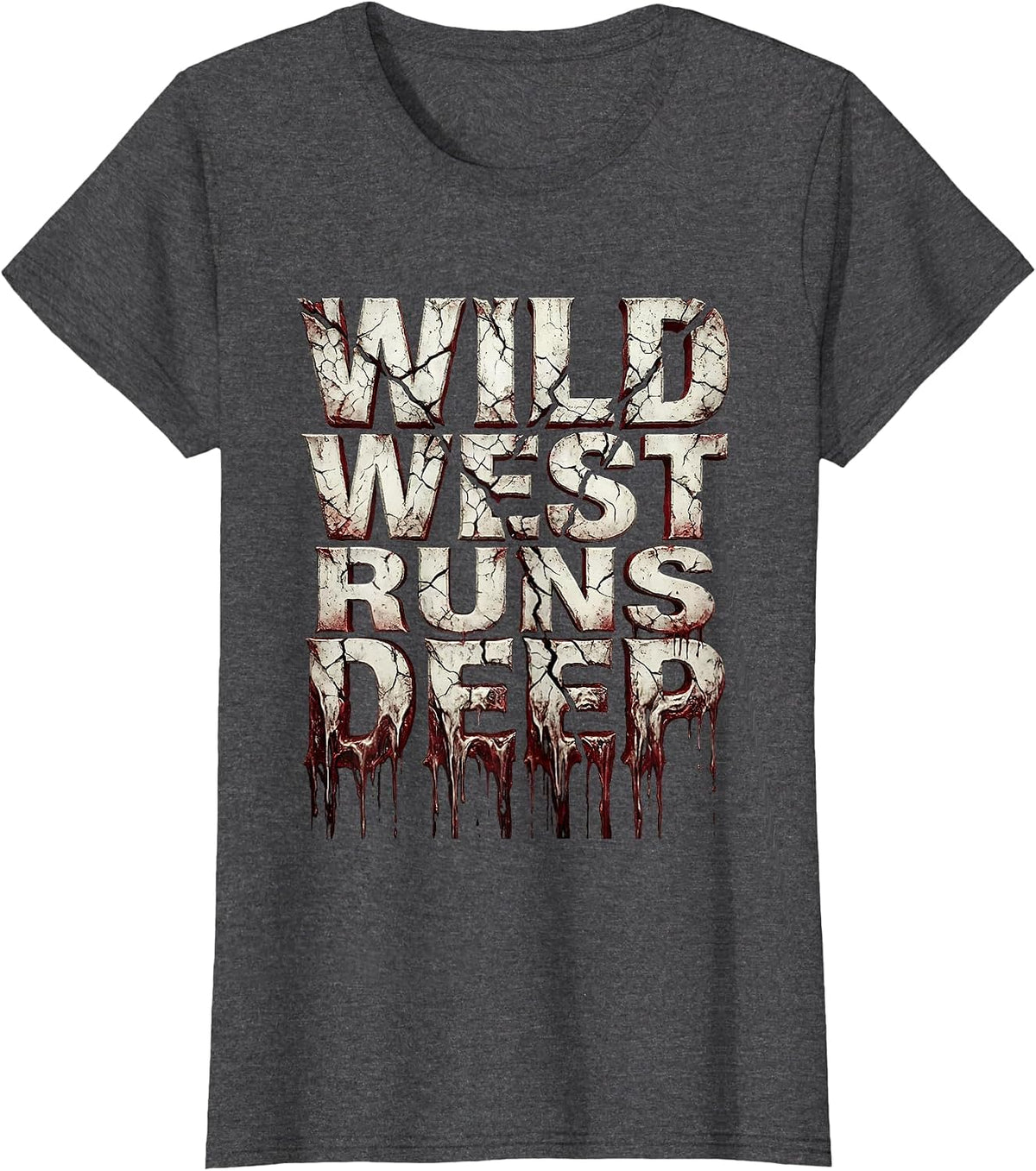 Women's Wild West Runs Deep Western Heritage Design T-Shirt - Dark Heather Grey