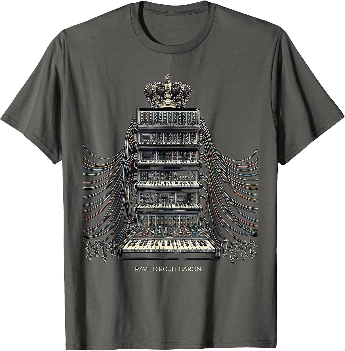 Rave Circuit Baron Funny EDM Ghost Trippy Music Lover T-Shirt - Asphalt Grey