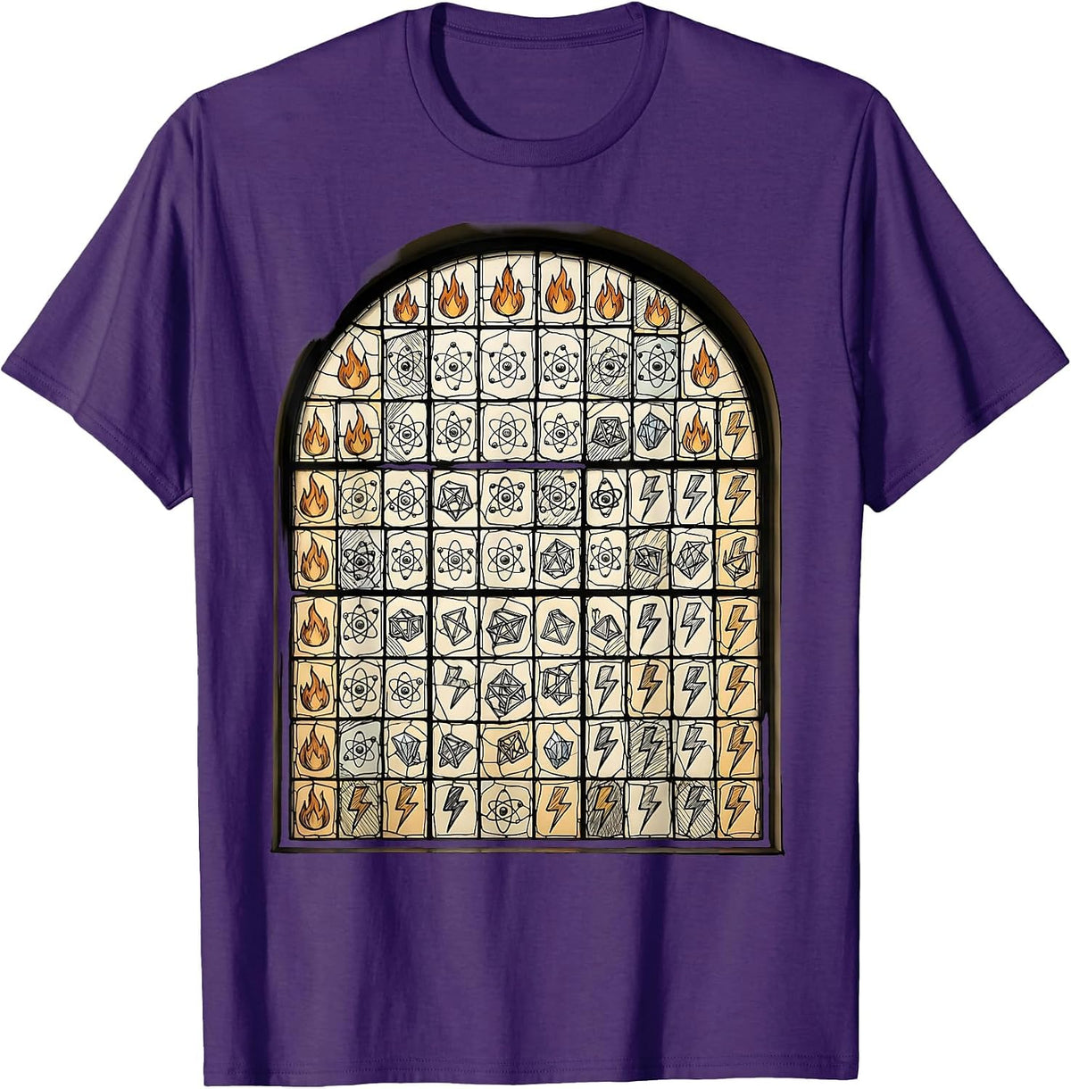 Periodic Table Stained Glass Window Science Design T-Shirt - Purple
