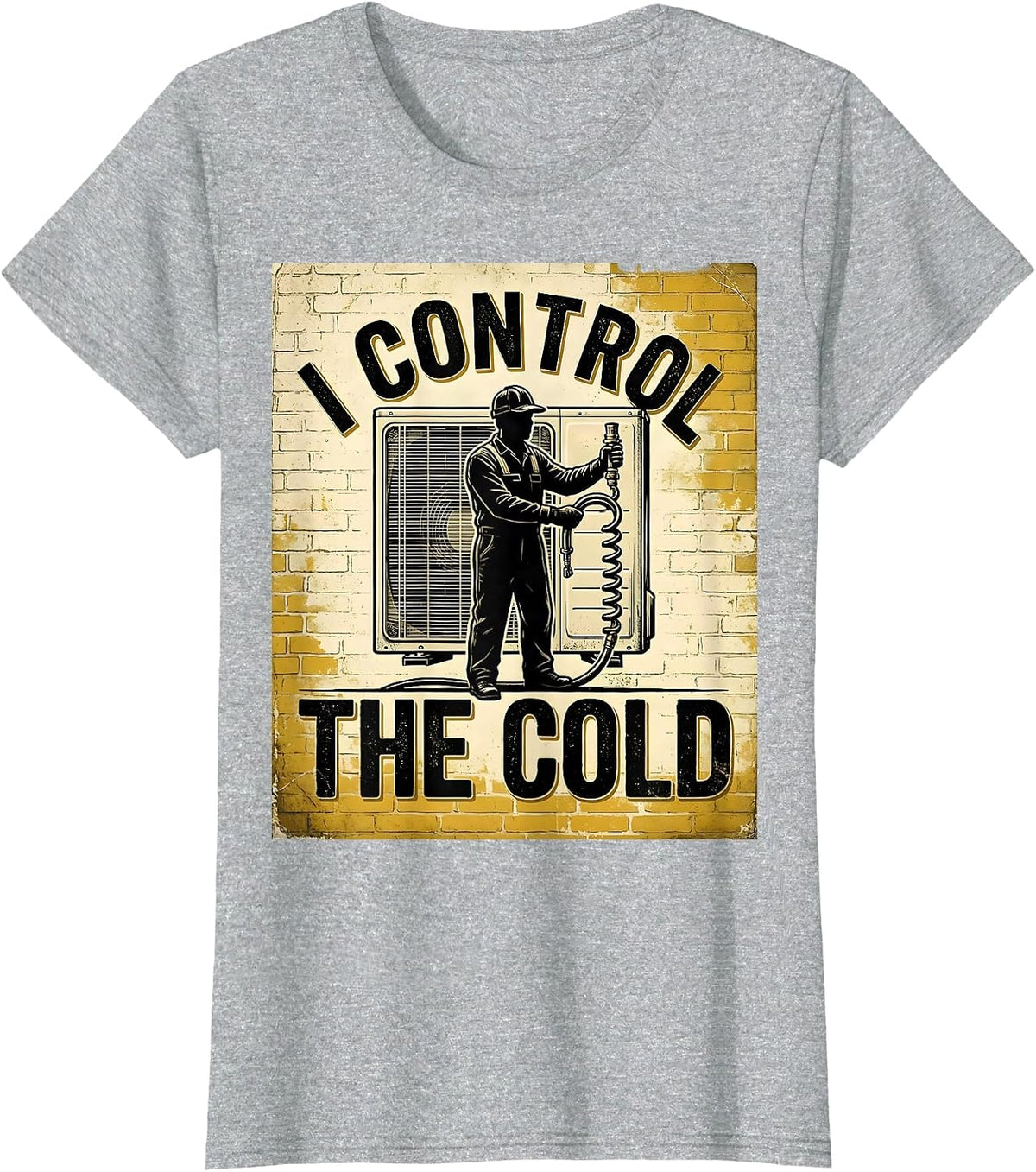 I Control The Cold Vintage Funny HVAC Technician Trade Humor T-Shirt - Heather Grey