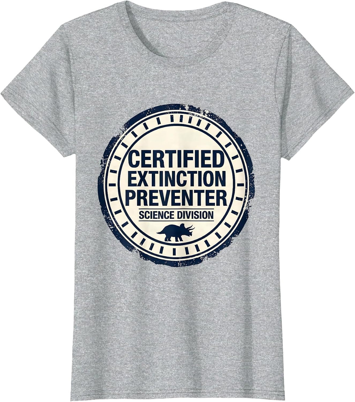 Certified Extinction Preventer, Science Division Teacher T-Shirt - Heather Grey