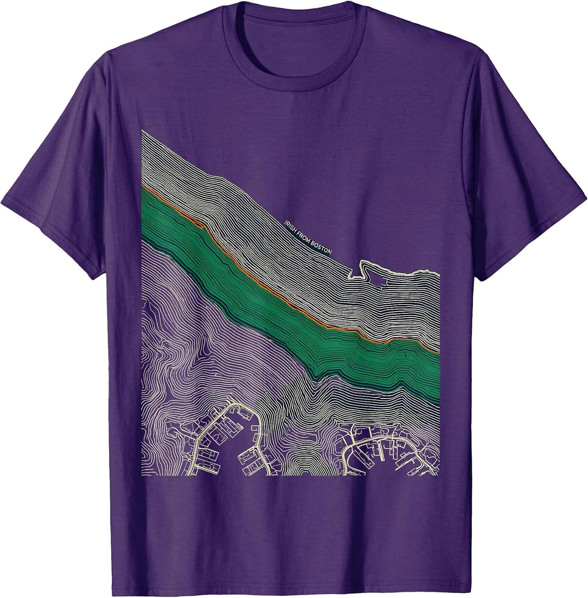 Irish From Boston Topographic Contour Bostonian Irish T-Shirt - Purple