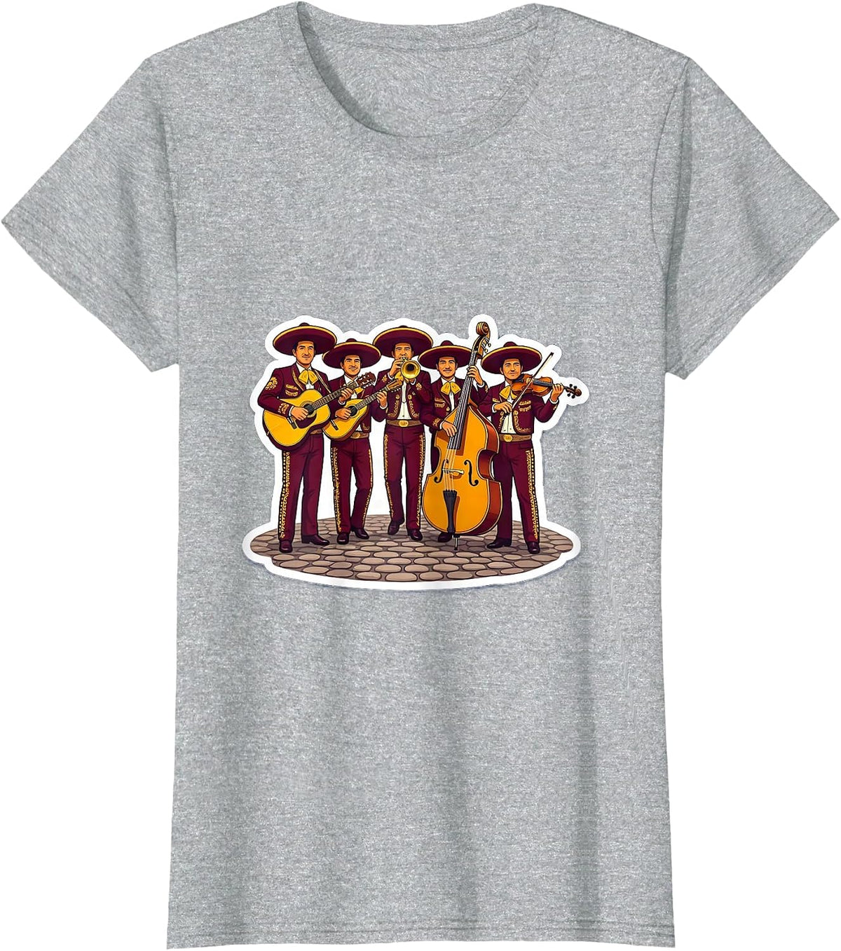 Mariachi Band Cobblestone Plaza Graphic T-Shirt - Heather Grey