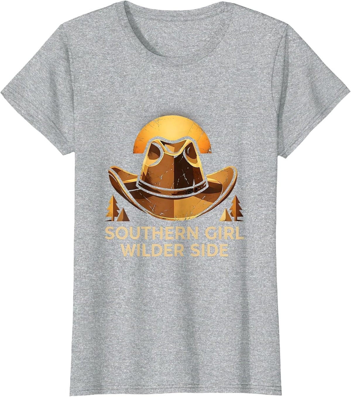 Women's Southern Girl Wilder Side Cowboy Design T-Shirt - Heather Grey