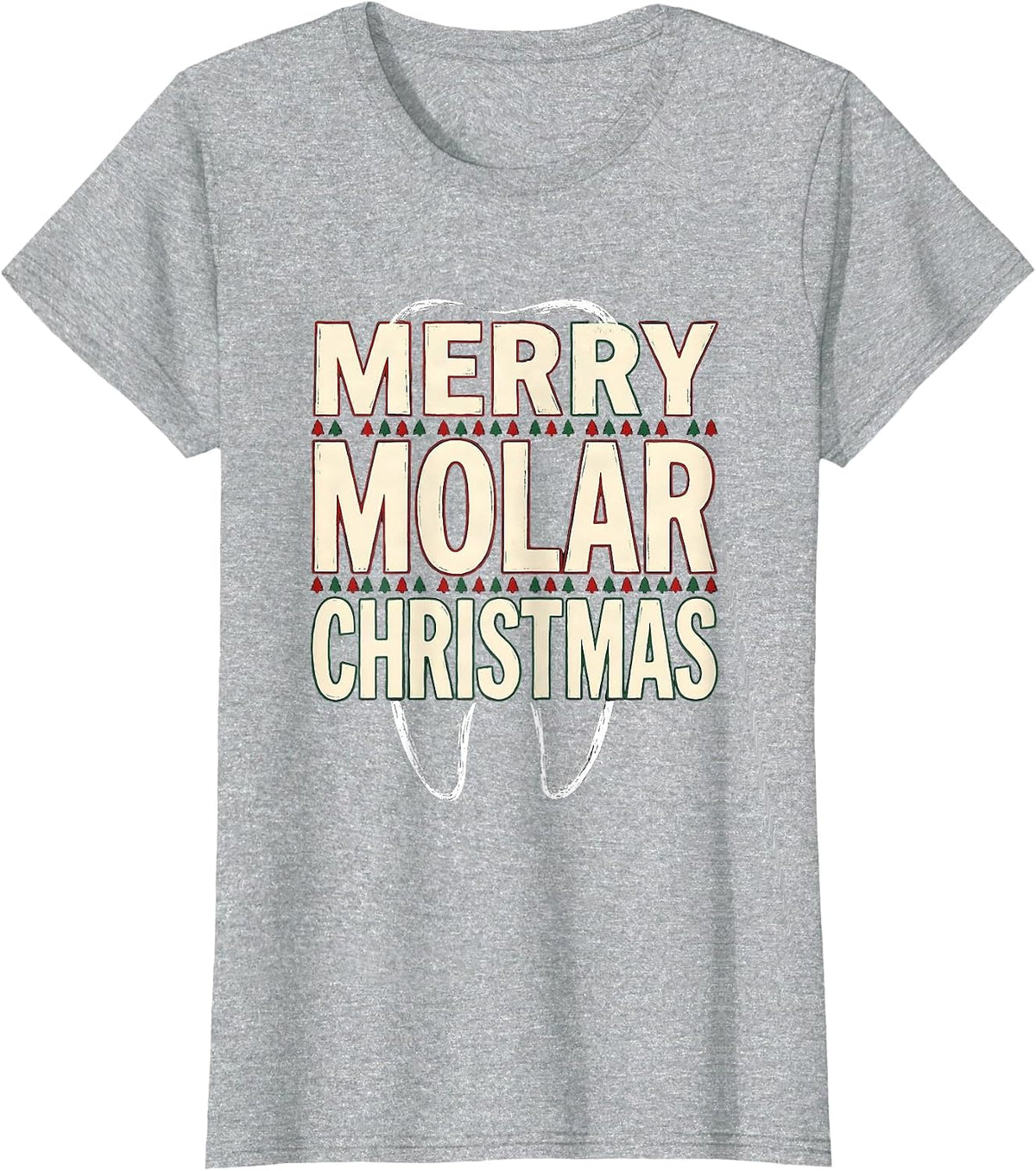 Merry Molar Christmas Funny Dentist Dental Hygienist Dental T-Shirt - Heather Grey