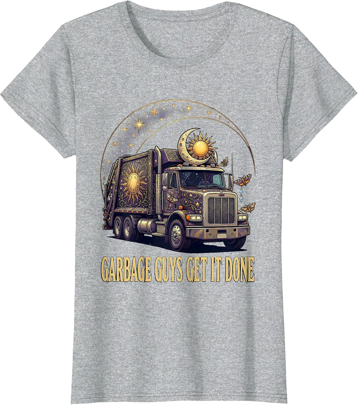 Women's Garbage Guys Get It Done Trash Truck Design T-Shirt - Heather Grey