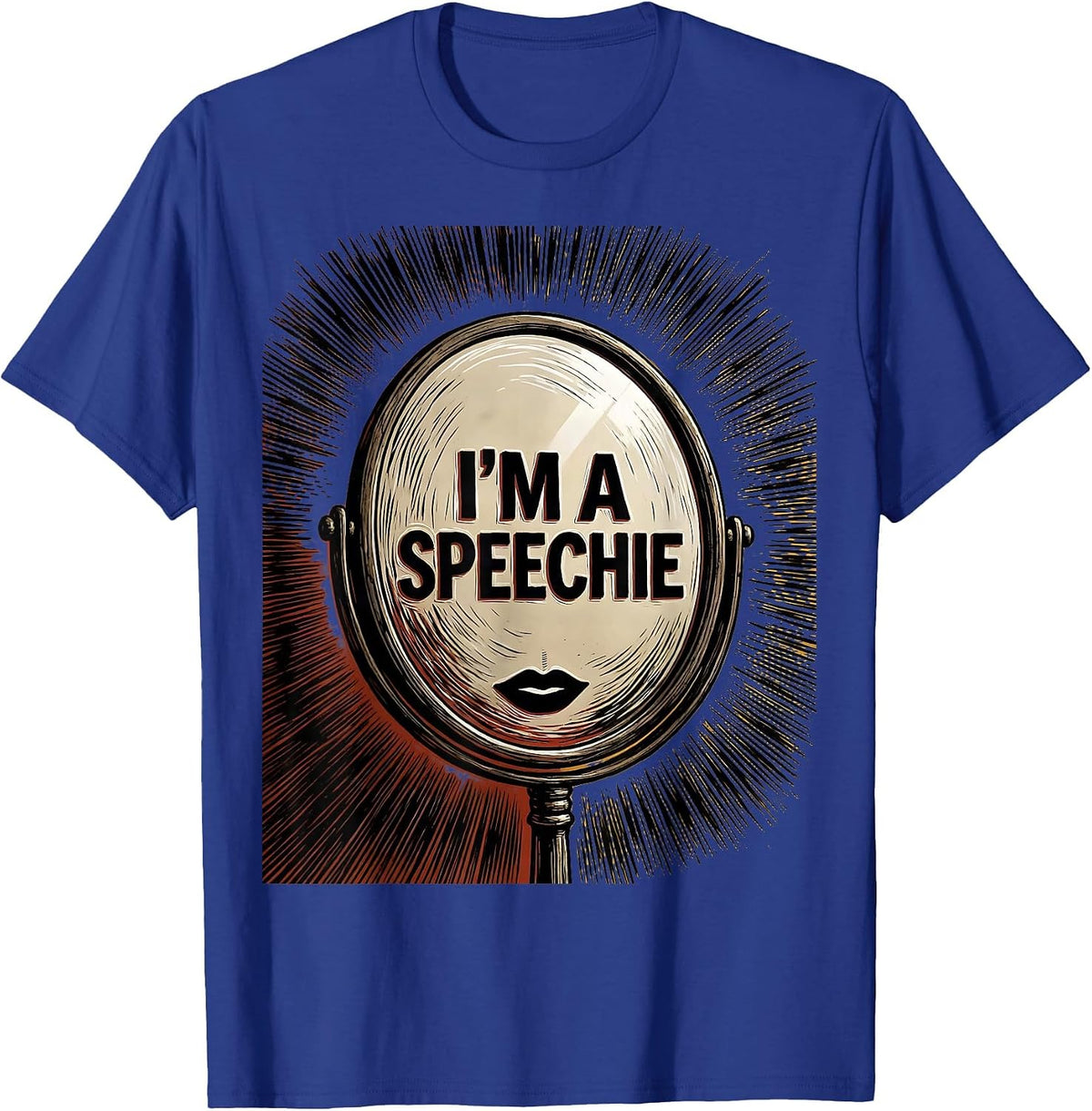 I'm A Speechie Linocut Retro Speech Language Pathologist SLP T-Shirt - Royal Blue