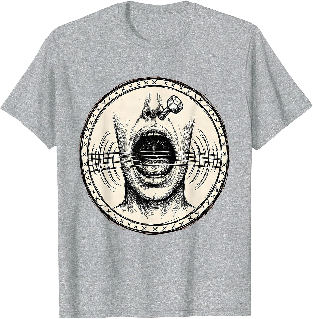 Men's Speech Therapy Vocal Cords Guitar Strings Design T-Shirt - Heather Grey