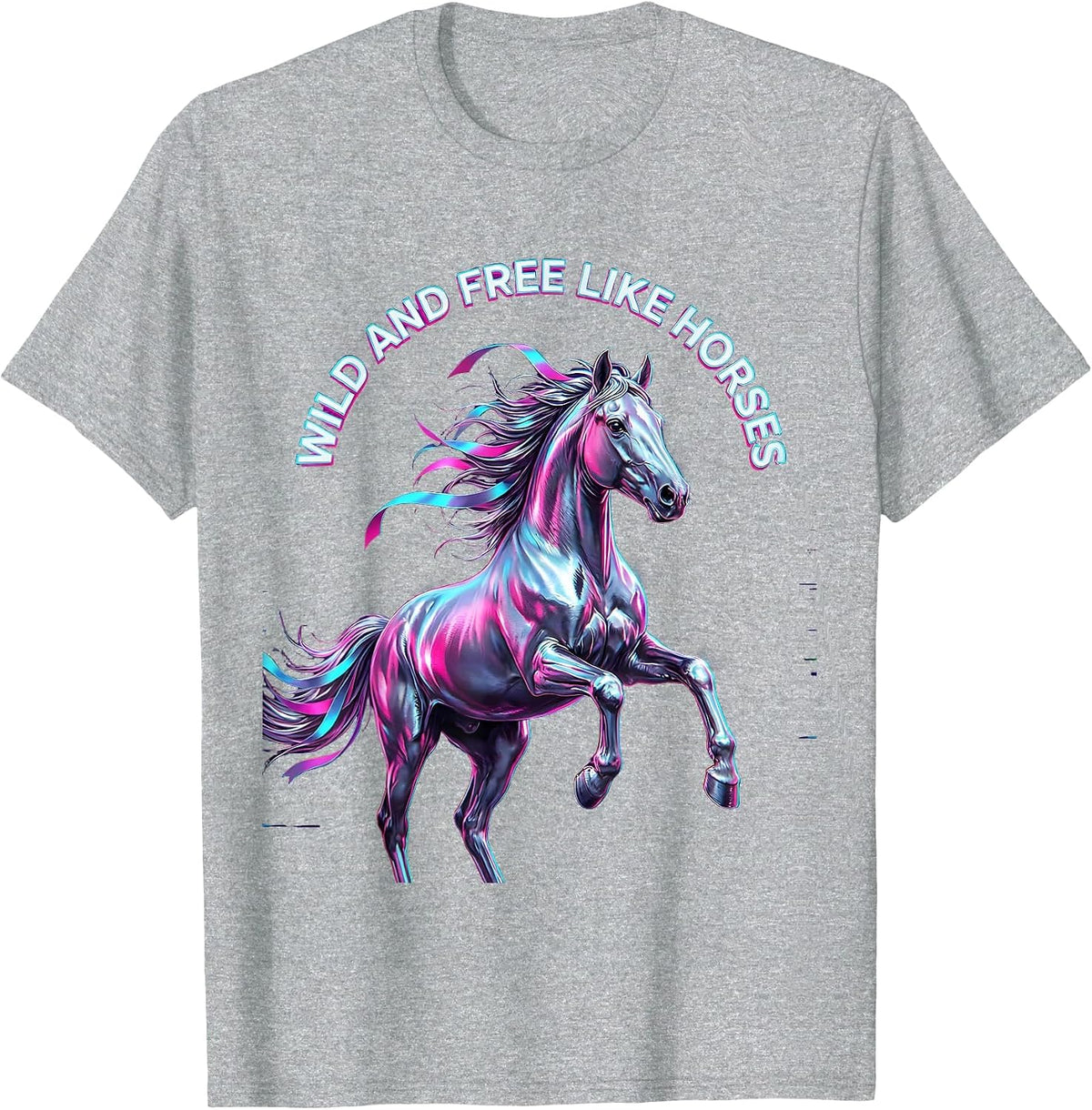 Men's Wild and Free Like Horses Equestrian Design T-Shirt - Heather Grey