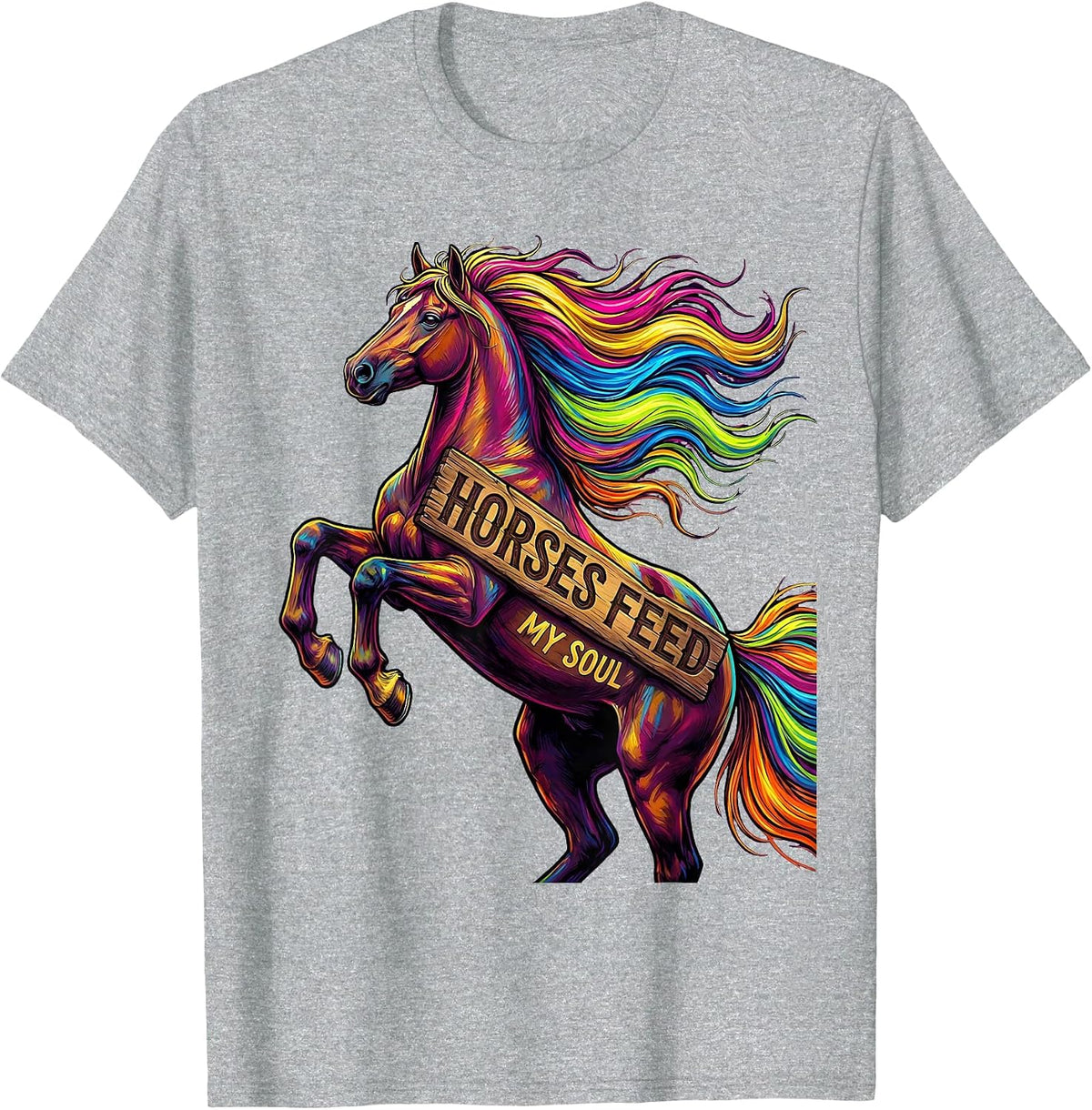 Men's Horses Feed My Soul Equestrian Design T-Shirt - Heather Grey