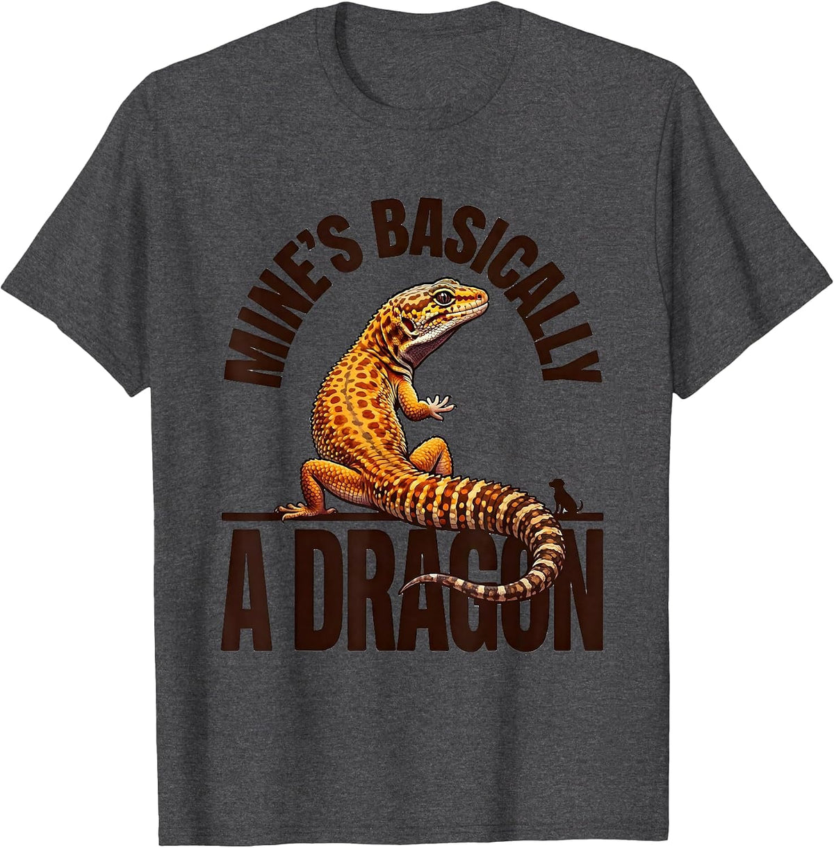 Men's Mine's Basically A Dragon Funny Leopard Gecko Reptile Lover T-Shirt - Dark Heather Grey