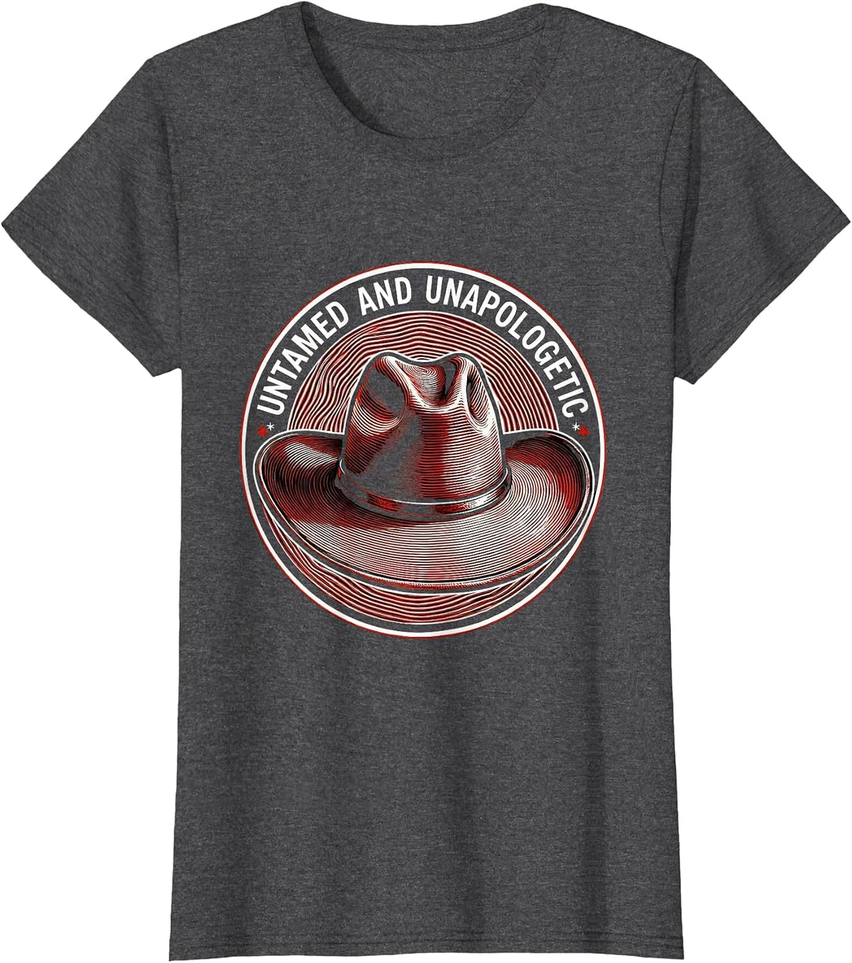 Women's Untamed and Unapologetic Cowgirl Design T-Shirt - Dark Heather Grey