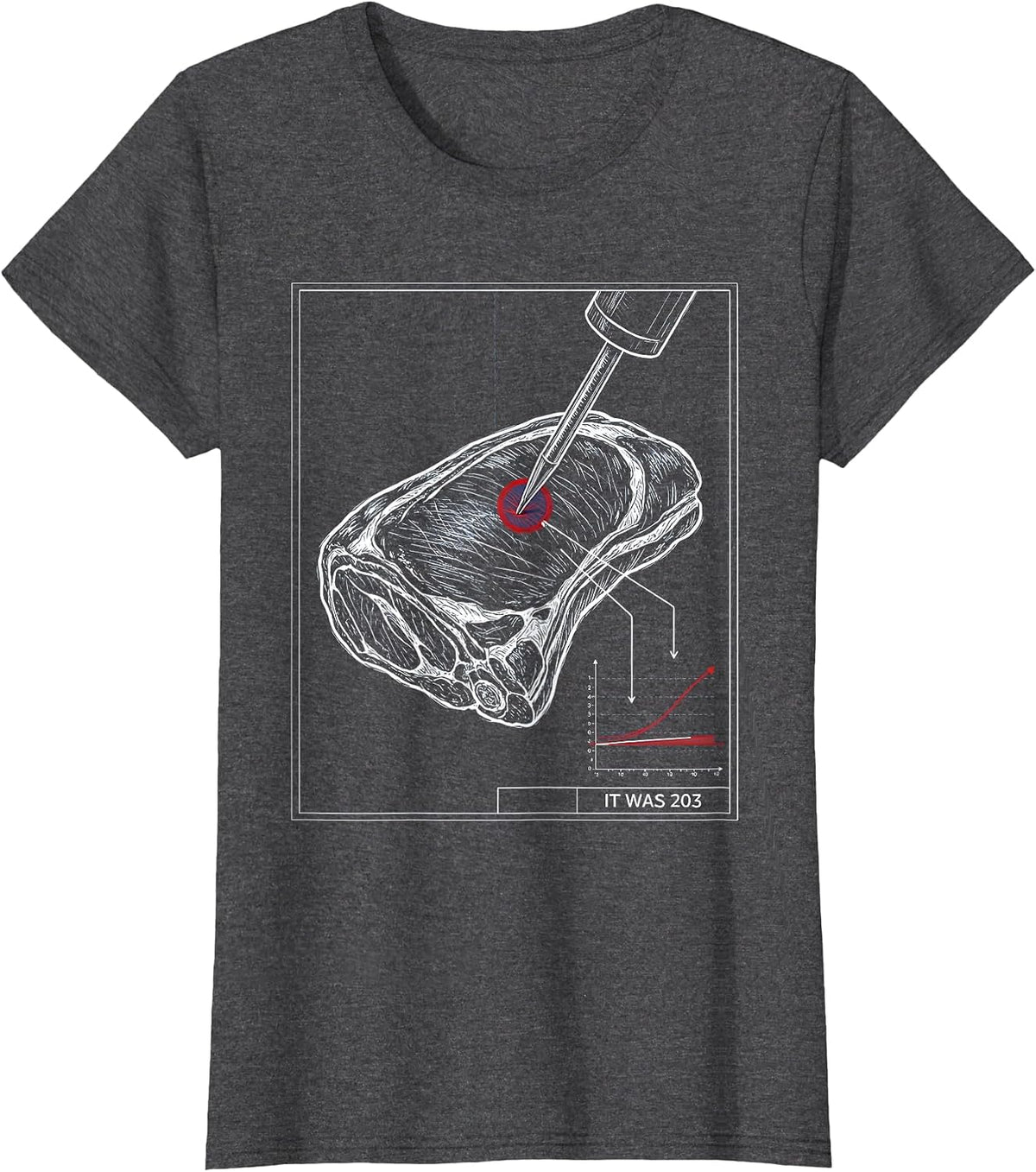 Women's It Was 203 Funny BBQ Grilling Pig Pulled Pork T-Shirt - Dark Heather Grey