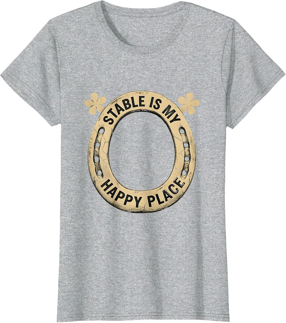 Stable Is My Happy Place Horse Lover Design T-Shirt - Heather Grey