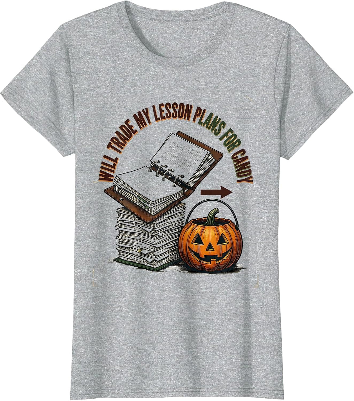 Will Trade My Lesson Plans For Candy Vintage Teacher T-Shirt - Heather Grey