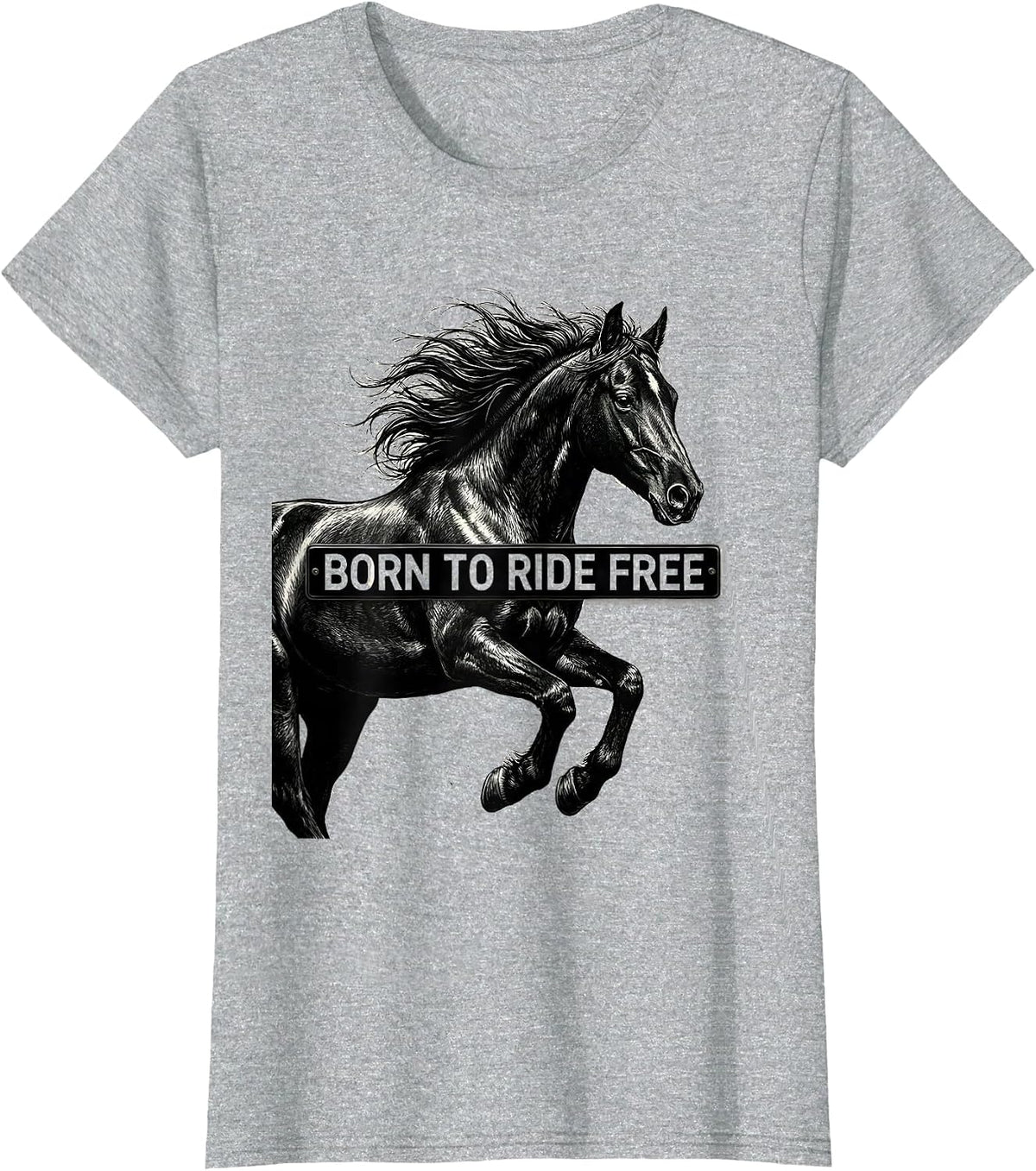 Born to Ride Free Horse Lover Design T-Shirt - Heather Grey