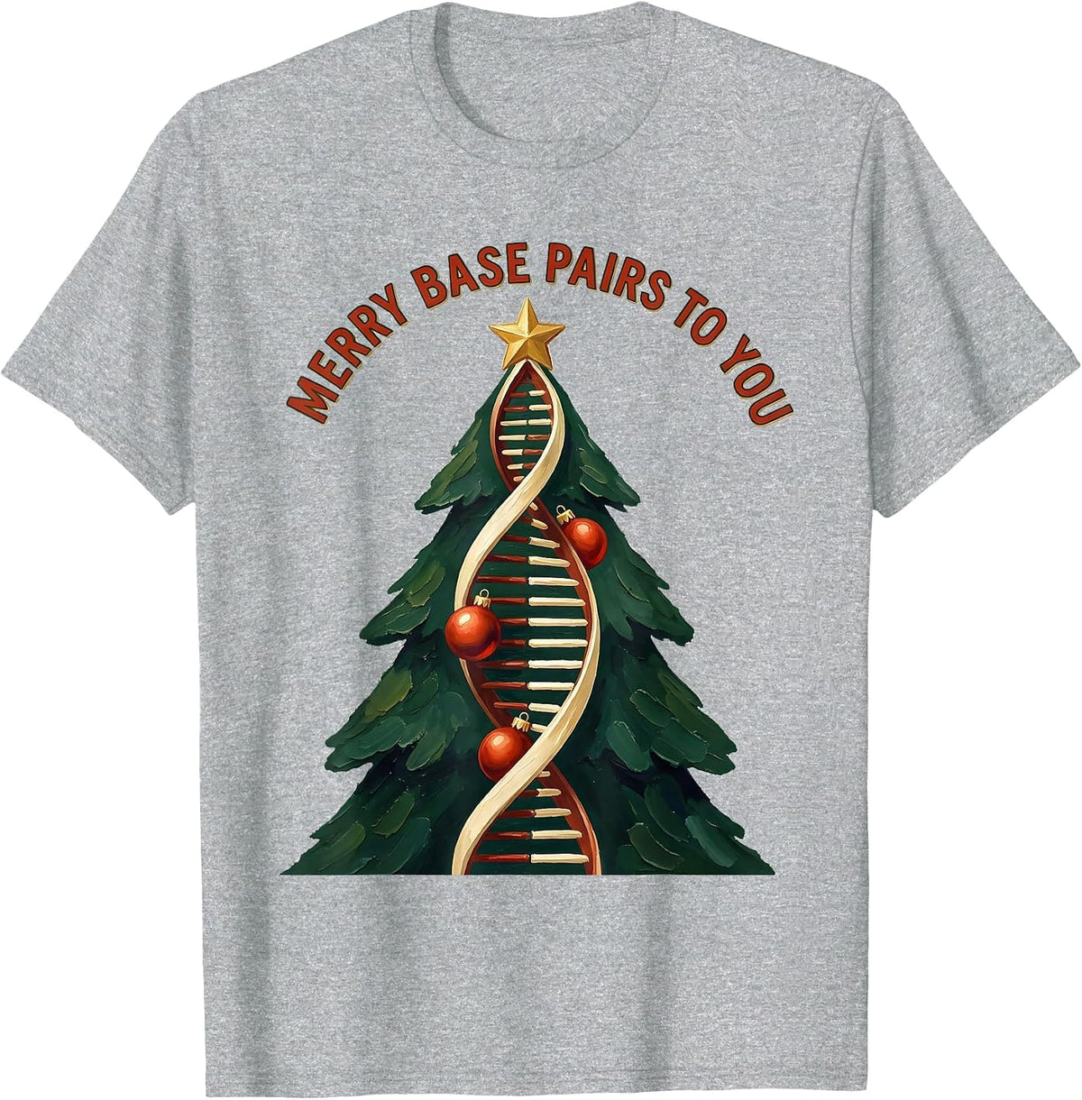 Men's Merry Base Pairs To You Funny Science Teacher DNA Christmas T-Shirt - Heather Grey