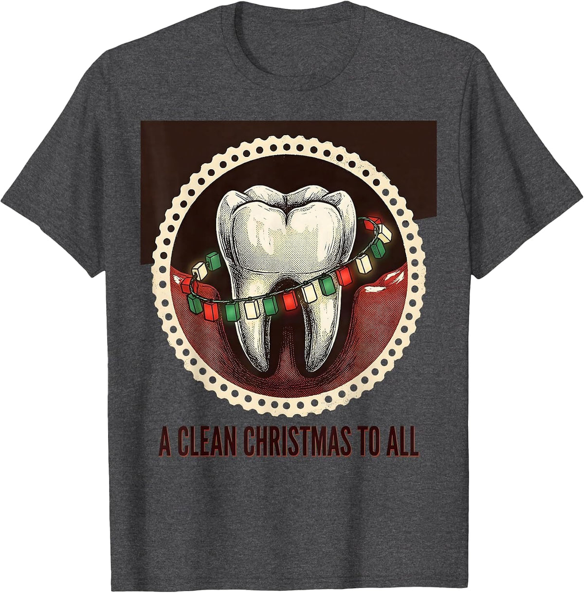 A Clean Christmas to All Vintage Dental Humor Dentist Gift T-Shirt - Dark Heather Grey