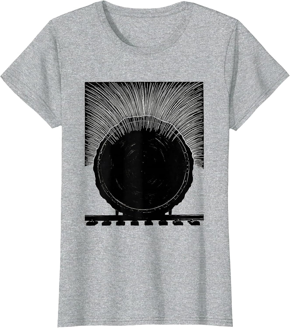 Women's Locomotive Water Hatch Funny Train Enthusiast Model Railroad T-Shirt - Heather Grey
