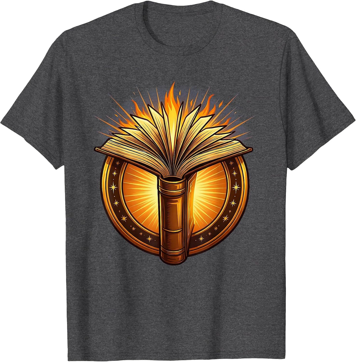 Reading Teacher Glowing Book Lantern Illustration T-Shirt - Dark Heather Grey